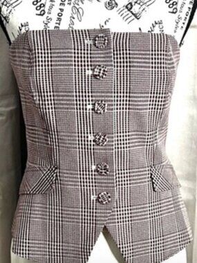 NWT - Bustier WHBM Black/Red/Neutral Plaid - Size 4